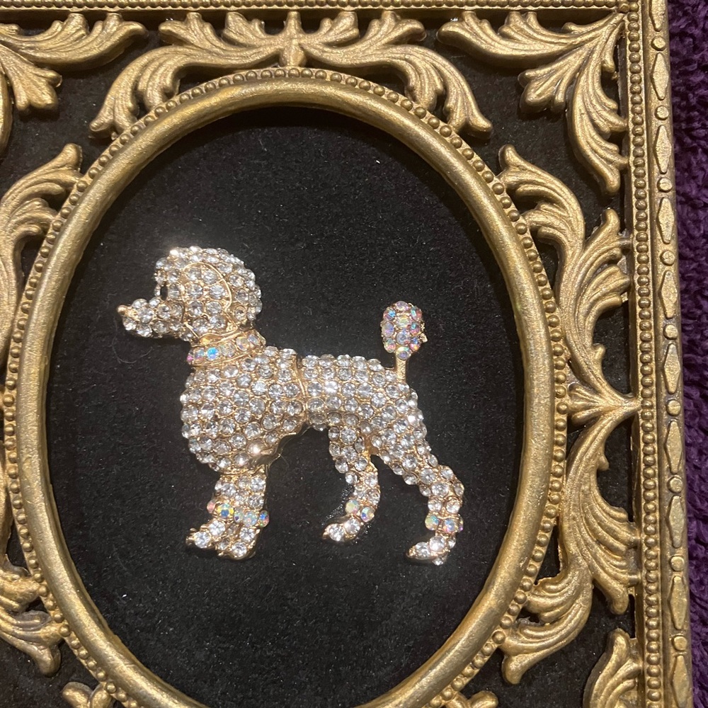 JEWELRY ART IN VINTAGE ITALIAN METALLIC FRAME. UNIQUE Perfect for poodle lovers - Picture 6 of 8